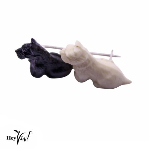 Vintage Scotty Dog Pin Brooch in Black and White Made in GT Britain - Hey Viv - Picture 3 of 5